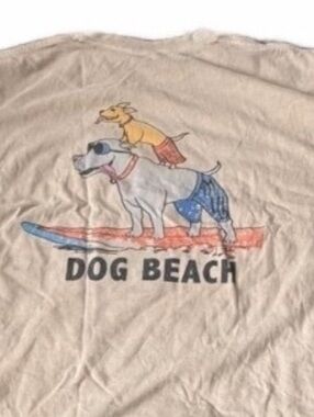 Vintage Crazy Shirts Dog Beach Surf Graphic T-Shirt Tan Adult XXL